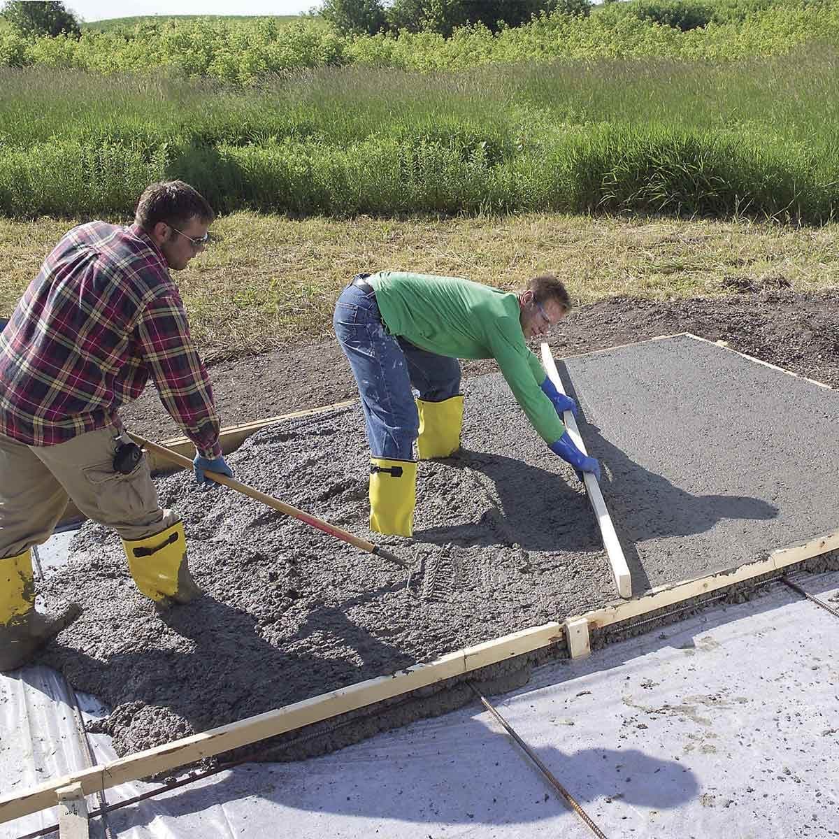 Concrete construction professionals at work